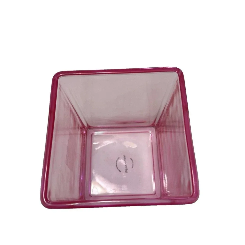Teleflora Pink Glass Cube Vase Square Flower Floral Container 4.5